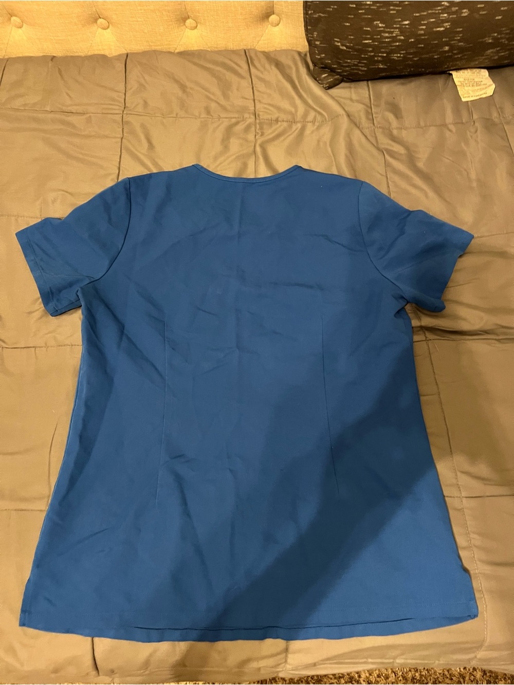 Figs Women's Short Sleeve Crew Top in Cobalt Blue and Bottom joggers